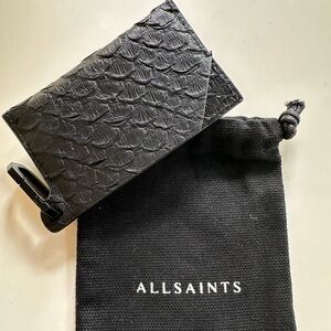 All Saints black leather cardholder